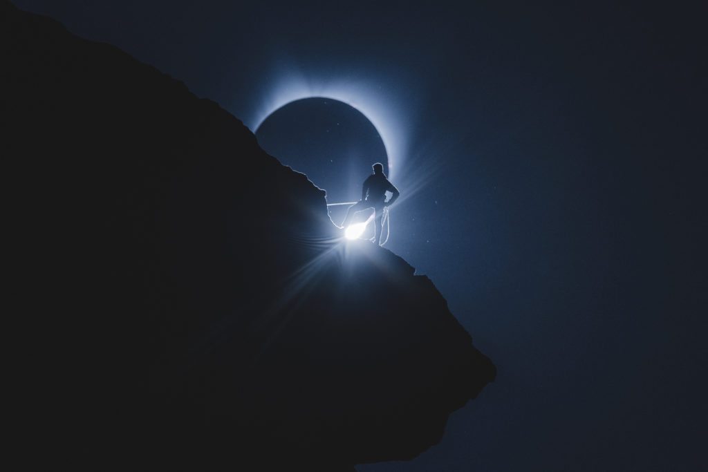 2017 total solar eclipse at Smith Rock State Park in Redmond, Oregon on August 21, 2017
