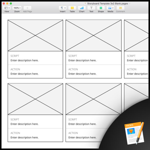 Free storyboard templates for Apple Pages.